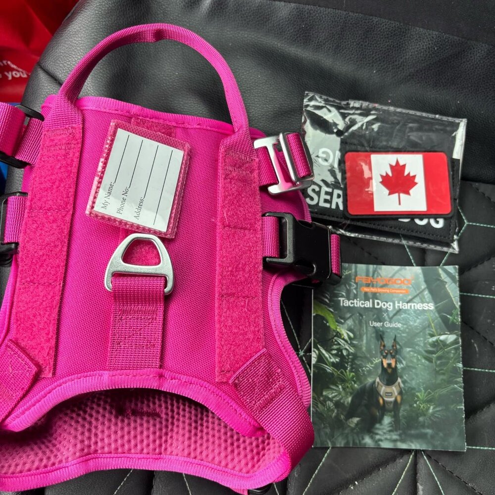 Pink Tactical Dog Harness Service Dog Vest with patches size small